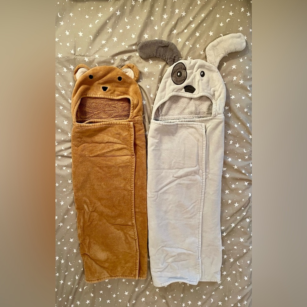 West Elm x Pottery Barn Kids Baby Wrap Hooded Towels Set of 2